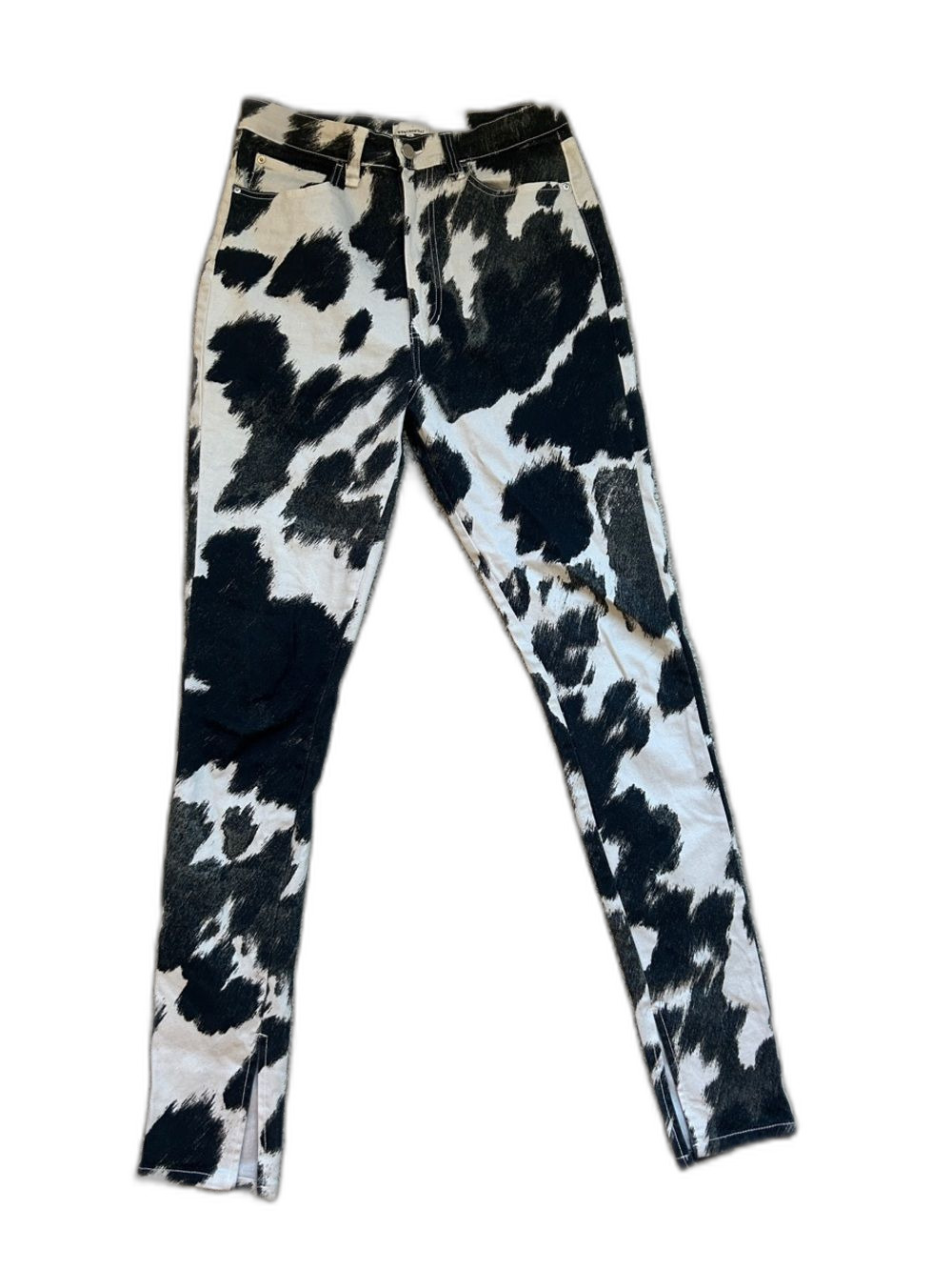 WeWoreWhat Stiletto Slit Skinny Jeans Cow Print High Rise Size 29